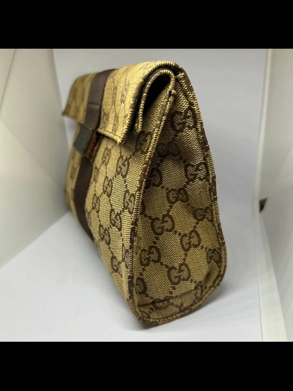 Gucci Beige and Brown GG Canvas Toiletry Pouch